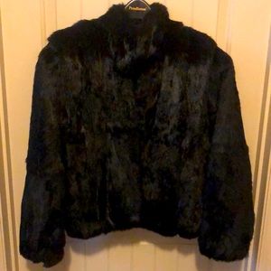 Black 100% Rabbit Fur Coat - Sz Small